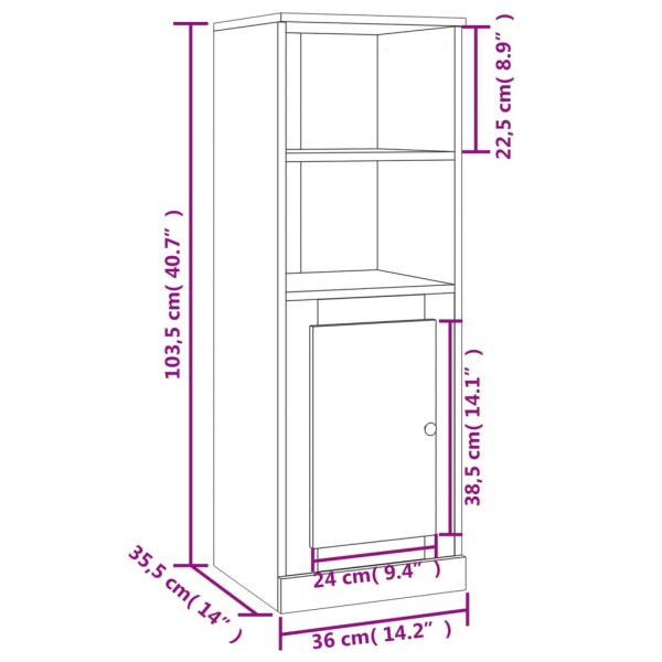 Aparador madera contrachapada blanco brillo 36x35,5x103,5 cm