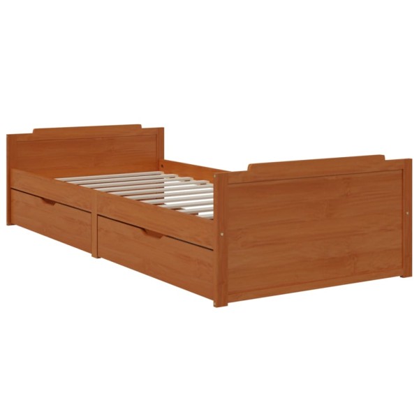 Estructura cama cajones madera maciza de pino marrón 90x200 cm