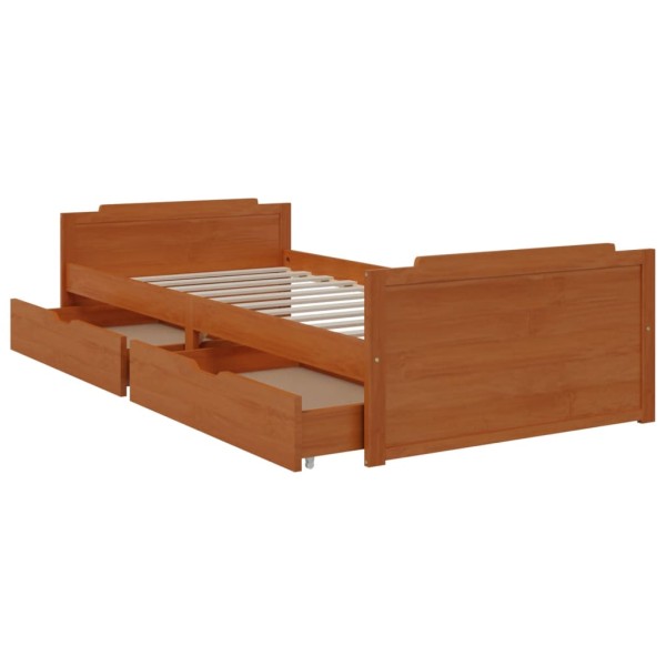 Estructura cama cajones madera maciza de pino marrón 90x200 cm