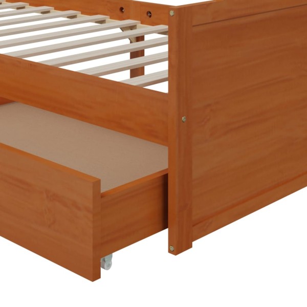 Estructura cama cajones madera maciza de pino marrón 90x200 cm