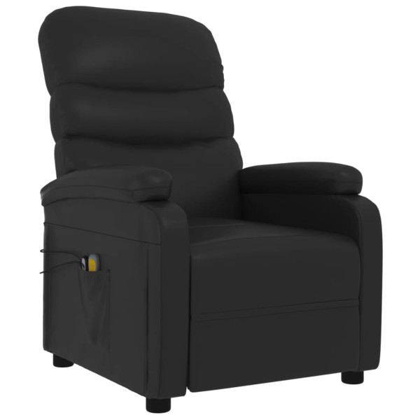 Sillón de masaje reclinable eléctrico de cuero sintético negro