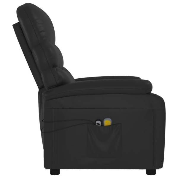 Sillón de masaje reclinable eléctrico de cuero sintético negro