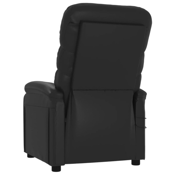 Sillón de masaje reclinable eléctrico de cuero sintético negro