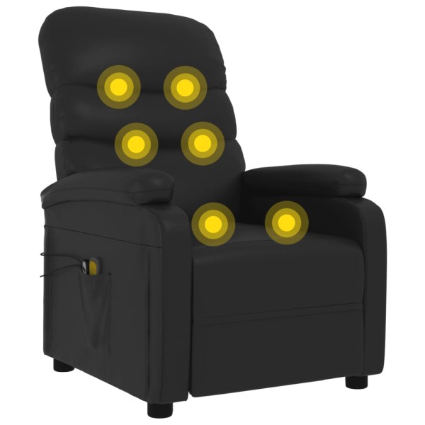 Sillón de masaje reclinable eléctrico de cuero sintético negro