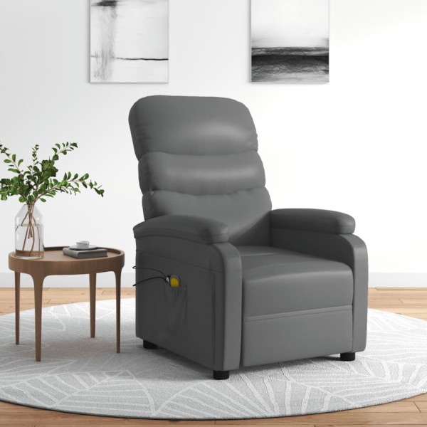 Sillón de masaje eléctrico cuero sintético gris