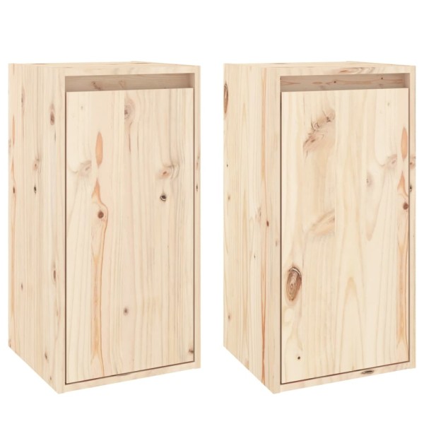 Armario de pared 2 uds madera maciza de pino 30x30x60 cm