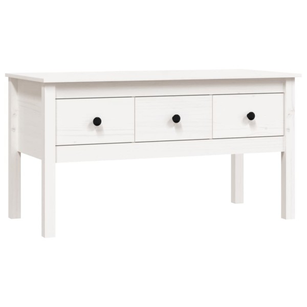 Mesa de centro de madera maciza de pino blanca 102x49x55 cm