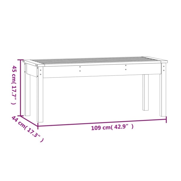 Banco de jardín madera maciza abeto de Douglas 109x44x45 cm