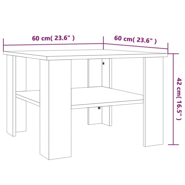 Mesa de centro madera contrachapada roble ahumado 60x60x42 cm