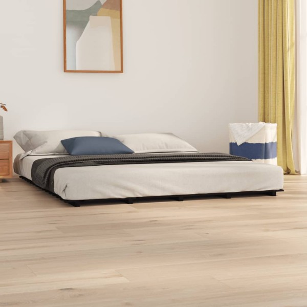 Estructura de cama madera maciza de pino negro 180x200 cm