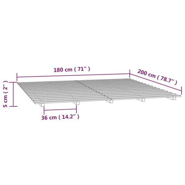 Estructura de cama madera maciza de pino negro 180x200 cm