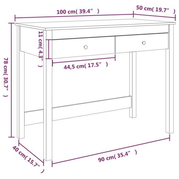 Escritorio con cajones madera maciza de pino 100x50x78 cm