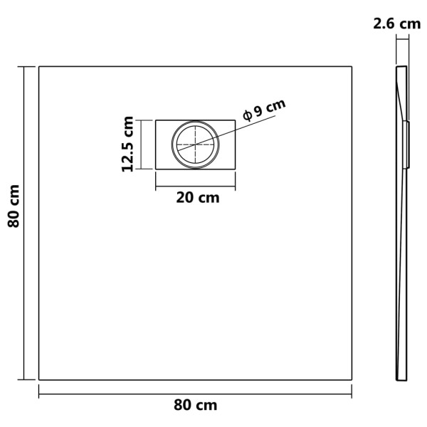 Plato de ducha SMC blanco 80x80 cm