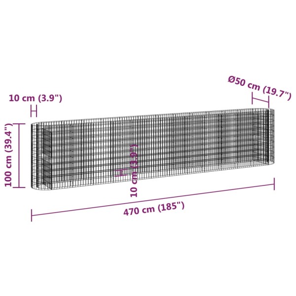 Arriate de gaviones de hierro galvanizado 470x50x100 cm