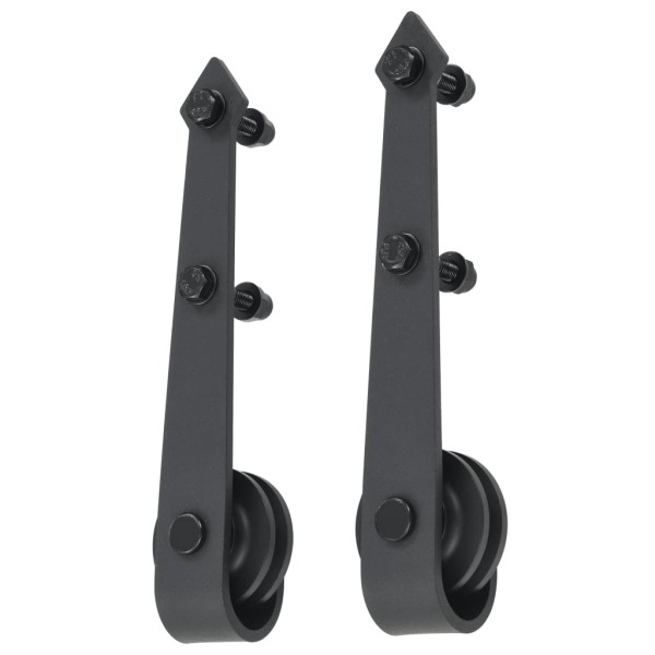 Kit de herrajes para puertas correderas acero negro 183 cm