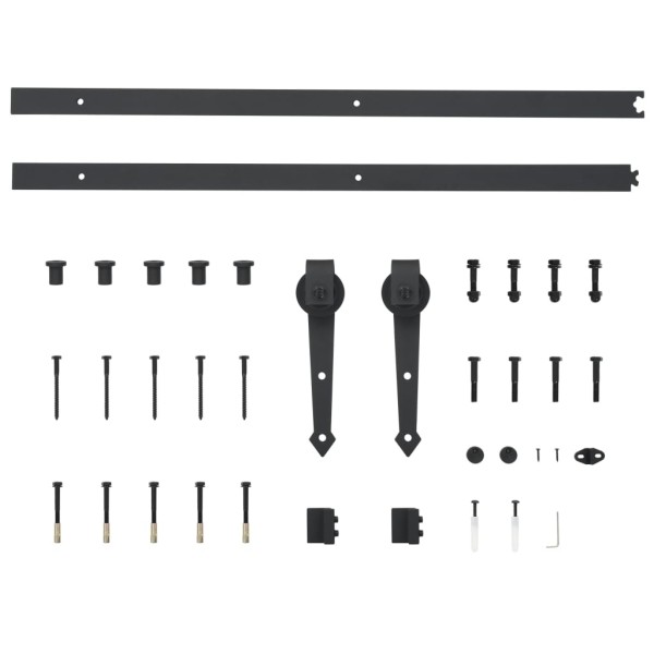 Kit de herrajes para puertas correderas acero negro 183 cm