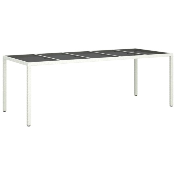 Mesa jardín vidrio templado ratán sintético blanco 250x100x75cm