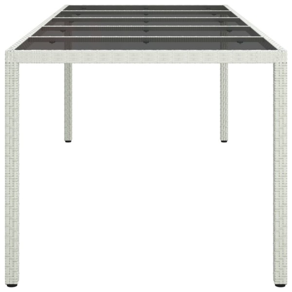 Mesa jardín vidrio templado ratán sintético blanco 250x100x75cm