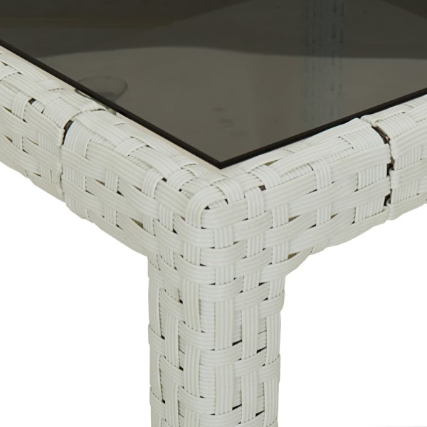 Mesa jardín vidrio templado ratán sintético blanco 250x100x75cm