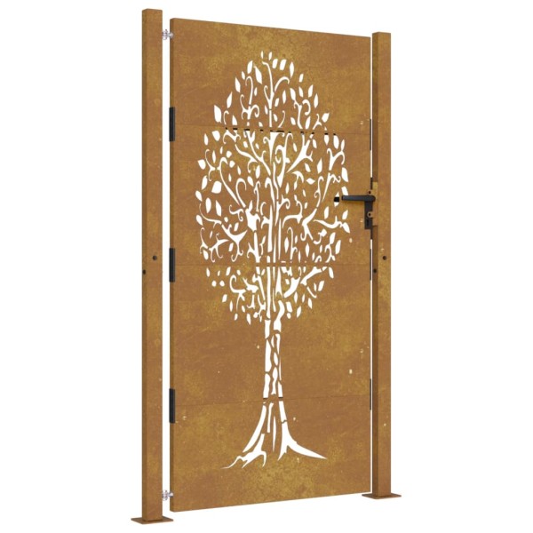 Puerta de jardín acero corten diseño árbol 105x180 cm