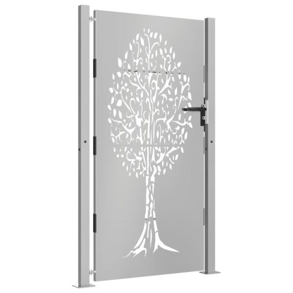 Puerta de jardín acero corten diseño árbol 105x180 cm