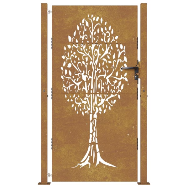 Puerta de jardín acero corten diseño árbol 105x180 cm