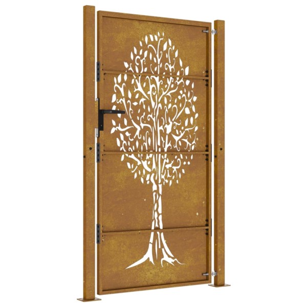 Puerta de jardín acero corten diseño árbol 105x180 cm