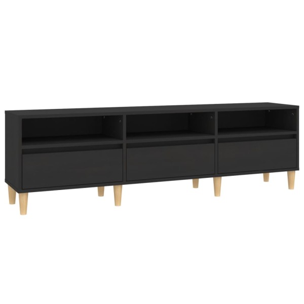 Mueble de TV madera contrachapada negro 150x30x44,5 cm