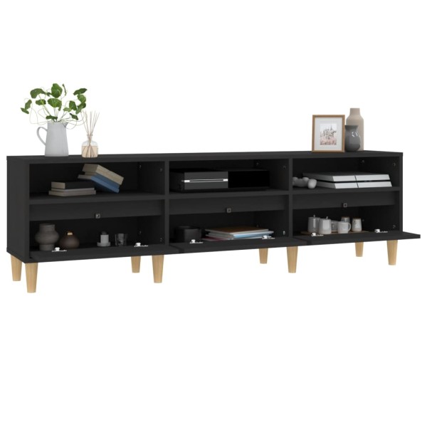 Mueble de TV madera contrachapada negro 150x30x44,5 cm