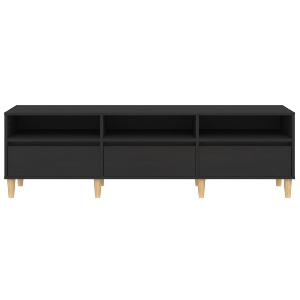 Mueble de TV madera contrachapada negro 150x30x44,5 cm