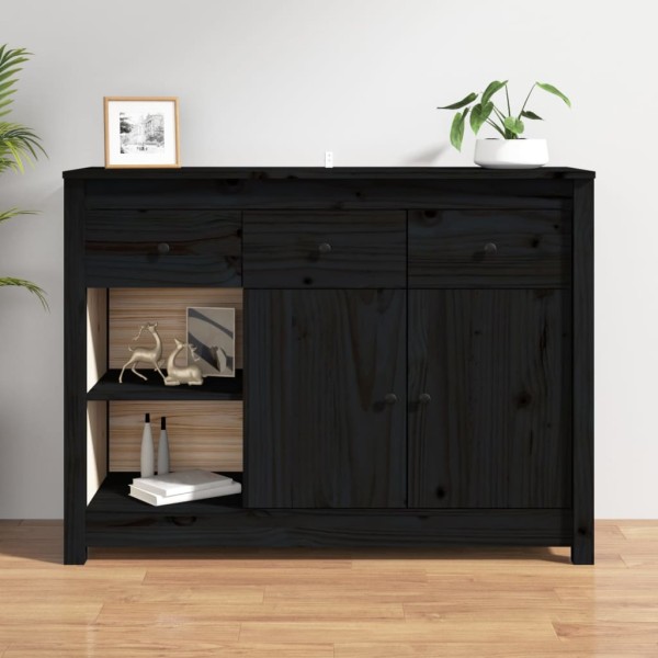 Aparador de madera maciza de pino negro 100x35x74 cm