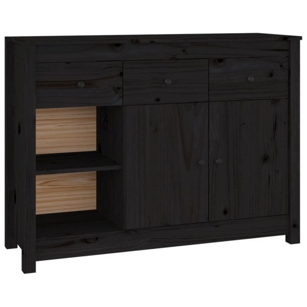 Aparador de madera maciza de pino negro 100x35x74 cm