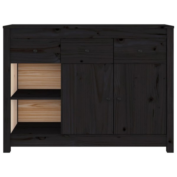 Aparador de madera maciza de pino negro 100x35x74 cm