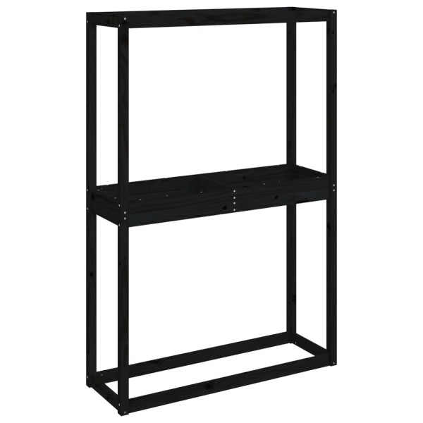 Soporte neumáticos madera maciza de pino negro 120x40x180 cm