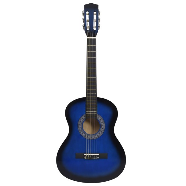 Set de guitarra clásica niños principiantes 8 pzas azul 3/4 36"