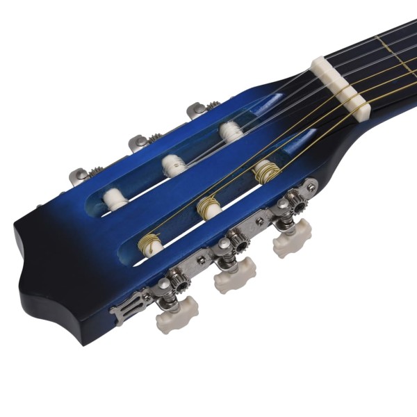 Set de guitarra clásica niños principiantes 8 pzas azul 3/4 36"