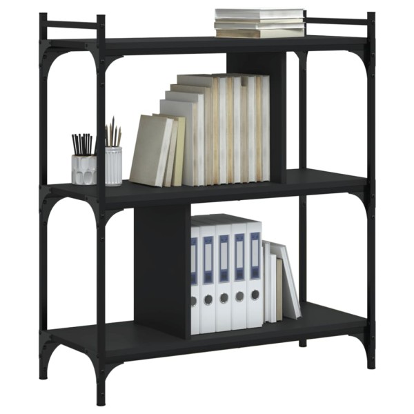 Librería de 3 estantes madera de ingeniería negro 76x32x88 cm