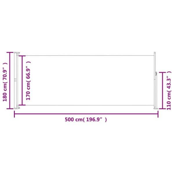 Toldo lateral retráctil para patio marrón 180x500 cm