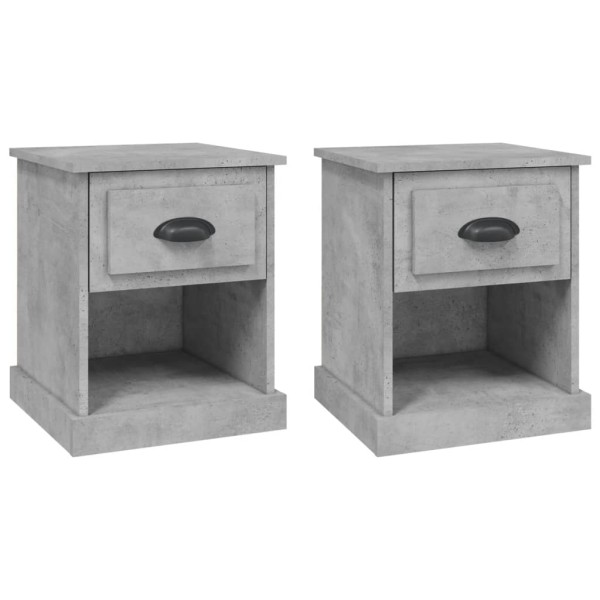 Mesitas de noche 2 uds madera contrachapada gris 39x39x47,5 cm