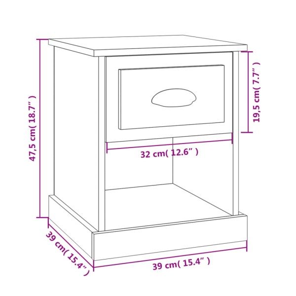 Mesitas de noche 2 uds madera contrachapada gris 39x39x47,5 cm