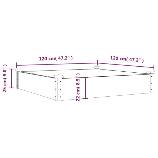 Jardinera arriate con forro madera maciza abeto 120x60x25 cm