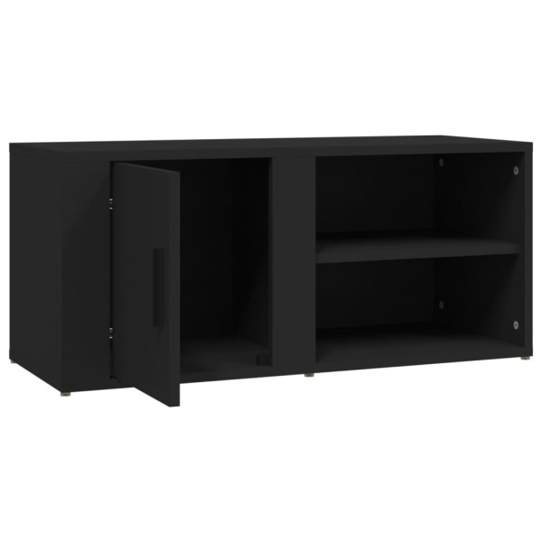 Mueble para TV madera contrachapada negro 80x31,5x36 cm