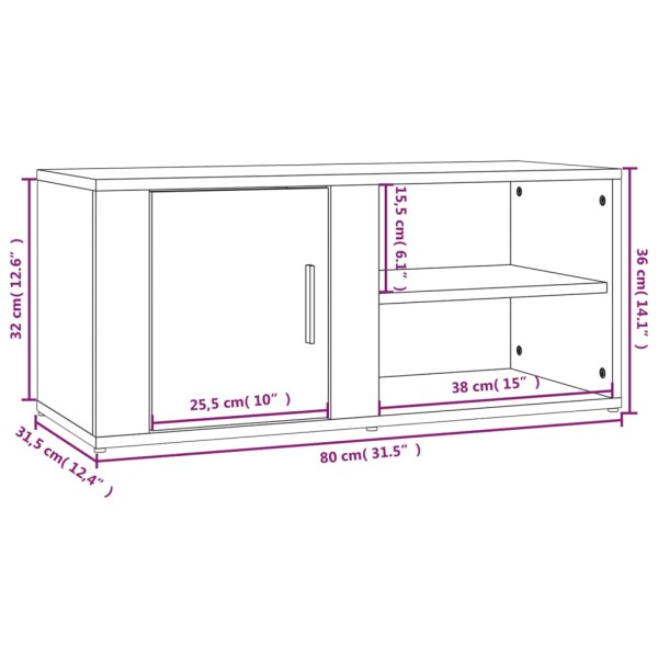 Mueble para TV madera contrachapada negro 80x31,5x36 cm