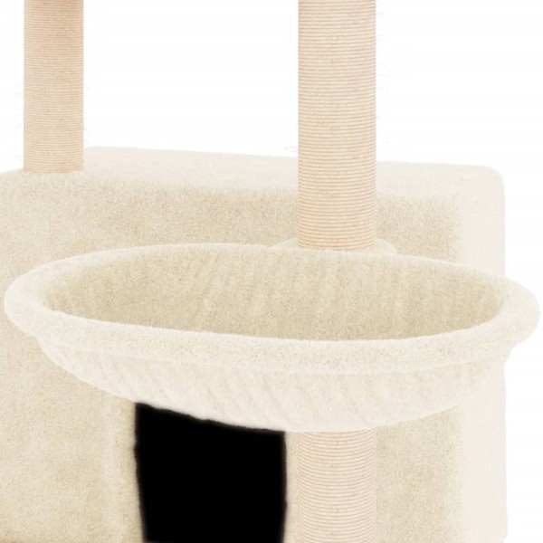 Rascador para gatos con postes de sisal color crema 132 cm