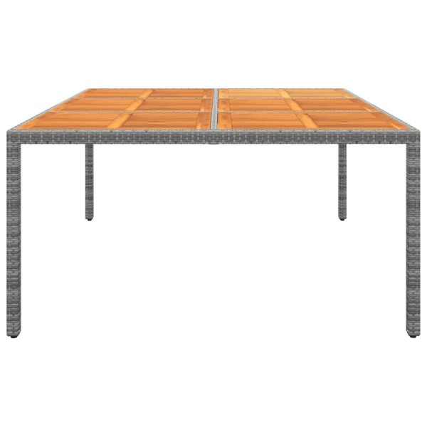 Mesa de jardín madera acacia ratán sintético gris 200x150x75 cm