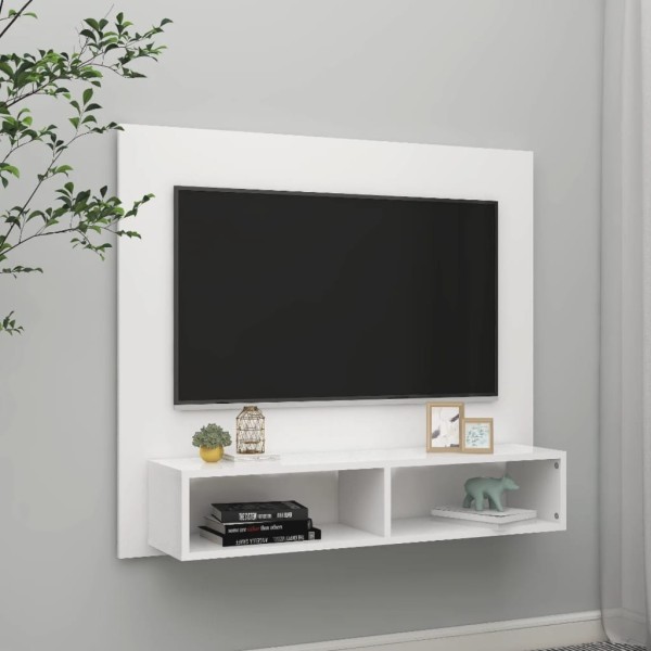 Mueble de TV de pared madera contrachapada blanco 102x23,5x90cm