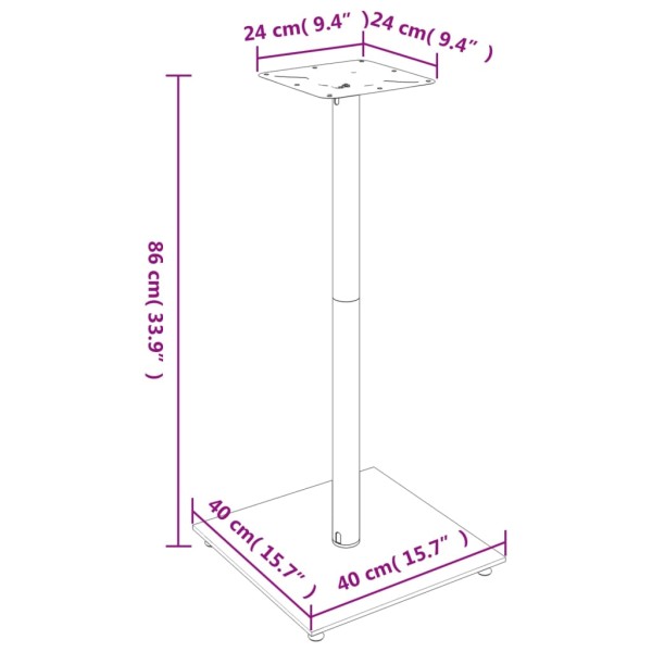 Soportes de altavoces 2 uds vidrio templado negro 1 pilar