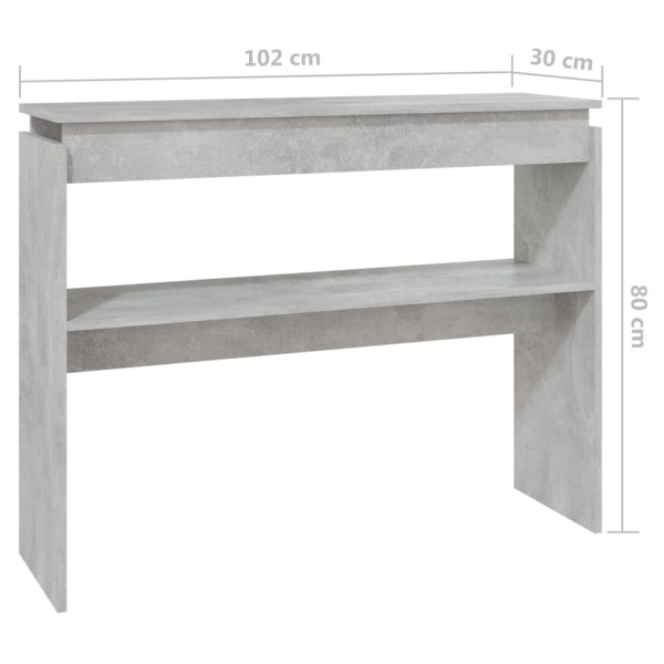 Mesa consola madera contrachapada gris hormigón 102x30x80 cm