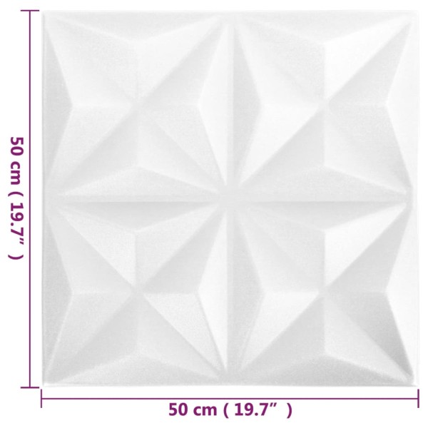 Paneles de pared 3D 48 unidades 50x50 cm blanco origami 12 m²