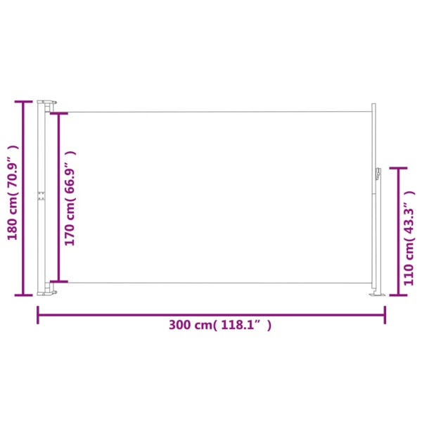 Toldo lateral retráctil de jardín negro 180x300 cm